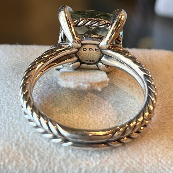 DAVID YURMAN Prasiolite & Diamonds 925 Ring Sz 7.5 - Picture 5 of 8